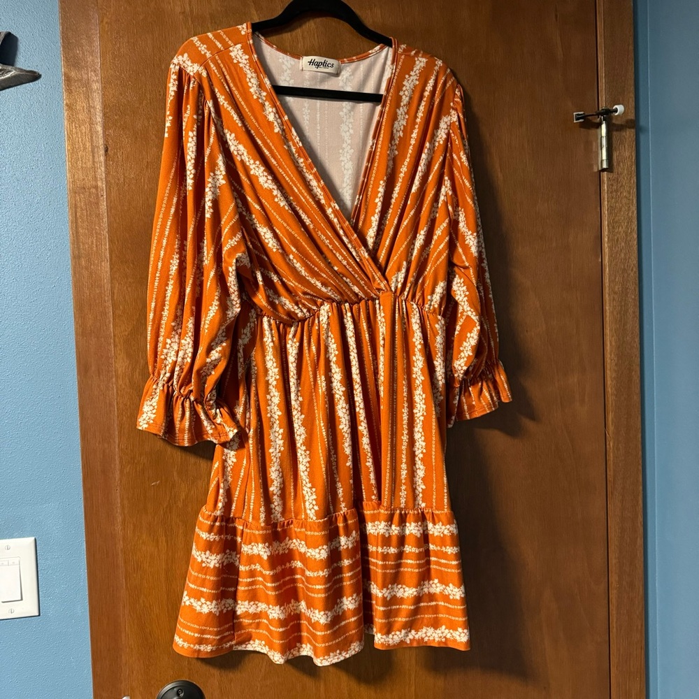 Haptic Cross Front long Sleeve dress